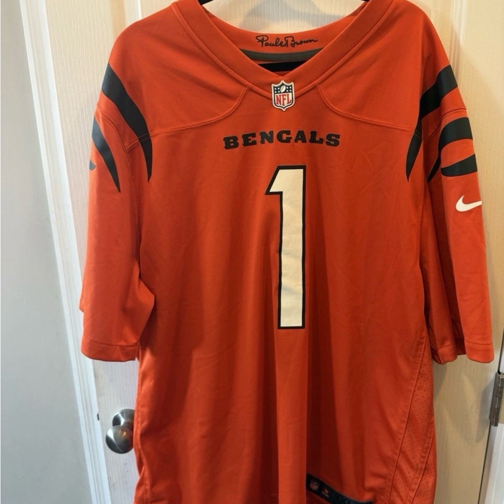 Nike On Field Jamarr Chase Jersey #1 Cincinnati Bengals Dri-Fit Men's 3XL Orange